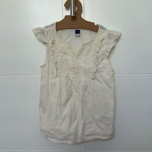 White ivory cotton dot girls old navy blouse, size M